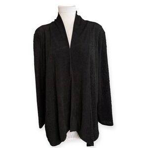 Caribe USA Black Paisley Textured Open Front Cardigan‎ Jacket